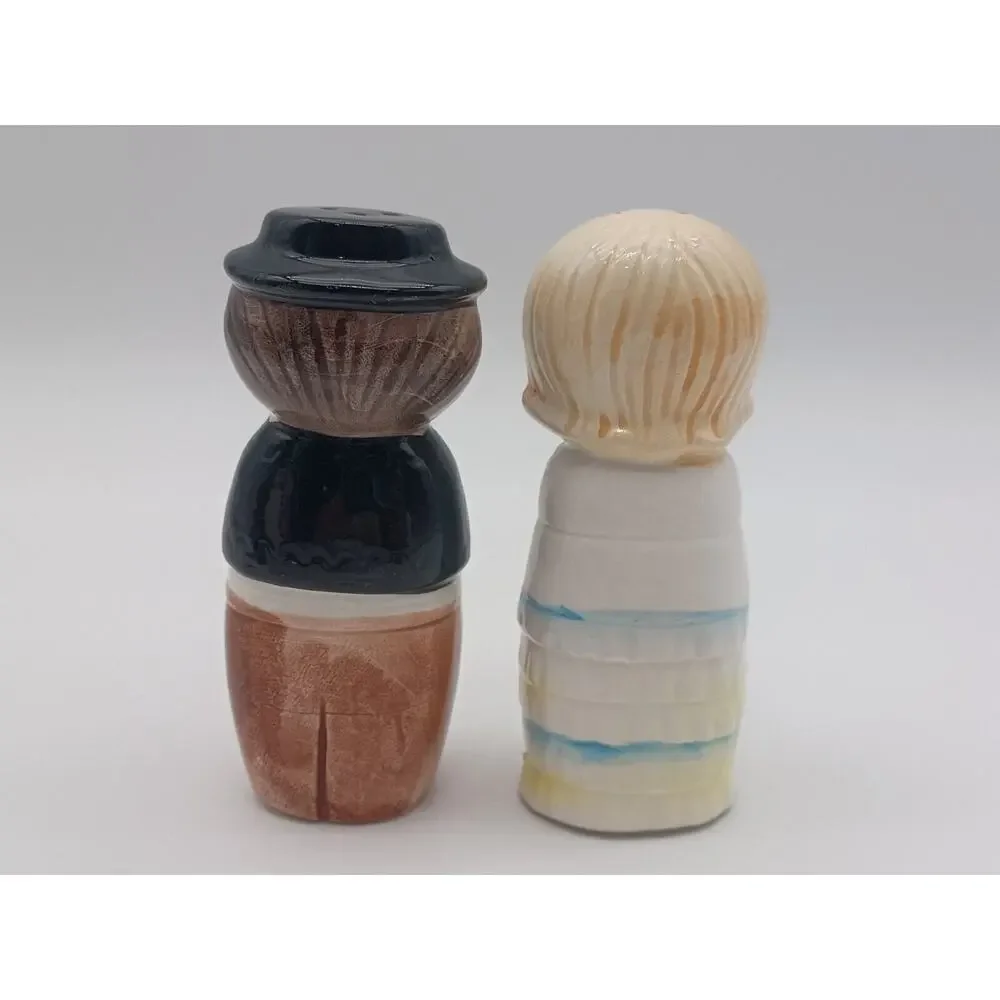 Vintage Anthropomorphic Man Woman Ceramic Salt Pepper Shaker Set Man Woman Japan - Picture 2 of 4